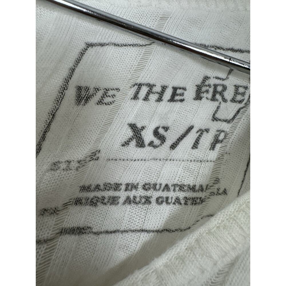 Free People Top Shirt White Sheer Side Slit 3/4 Sleeve We The Free XS - Picture 8 of 13